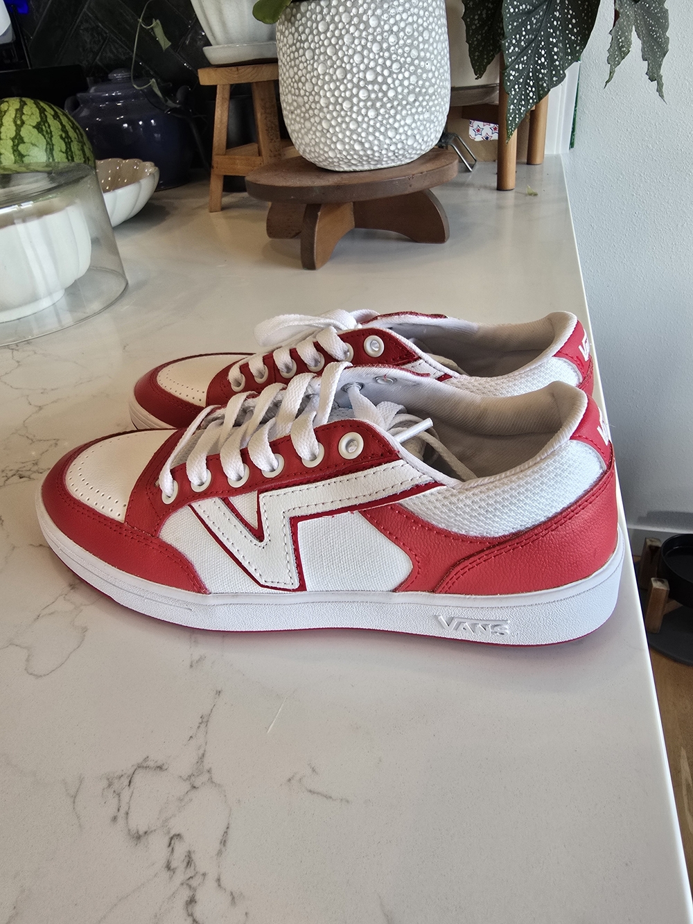 Vans Women's Red & White Low-Top Sneakers